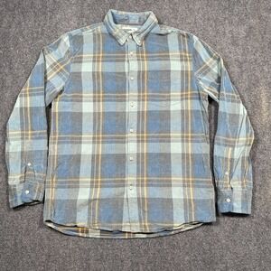 Wellen Corduroy Button Down Shirt Mens Medium Plaid Slim Fit Organic Cotton